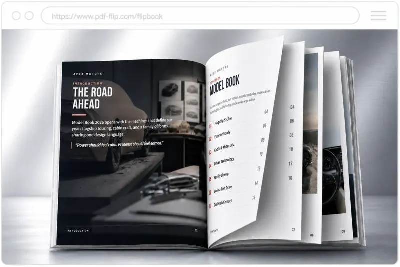 Automotive brochure flipbook sample from PDF Flip