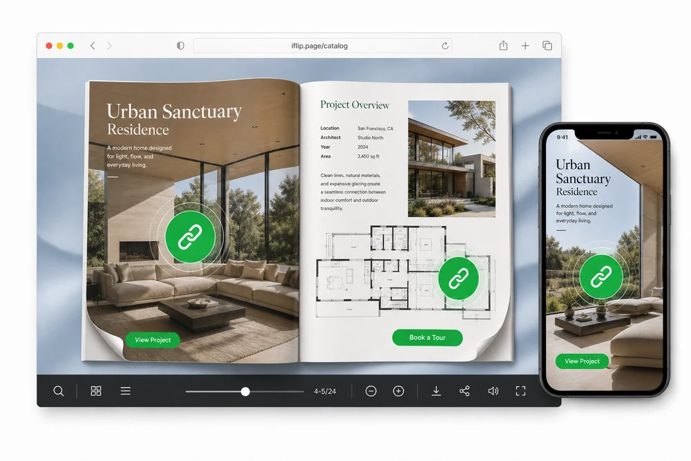 Flipbook page with interactive hotspots